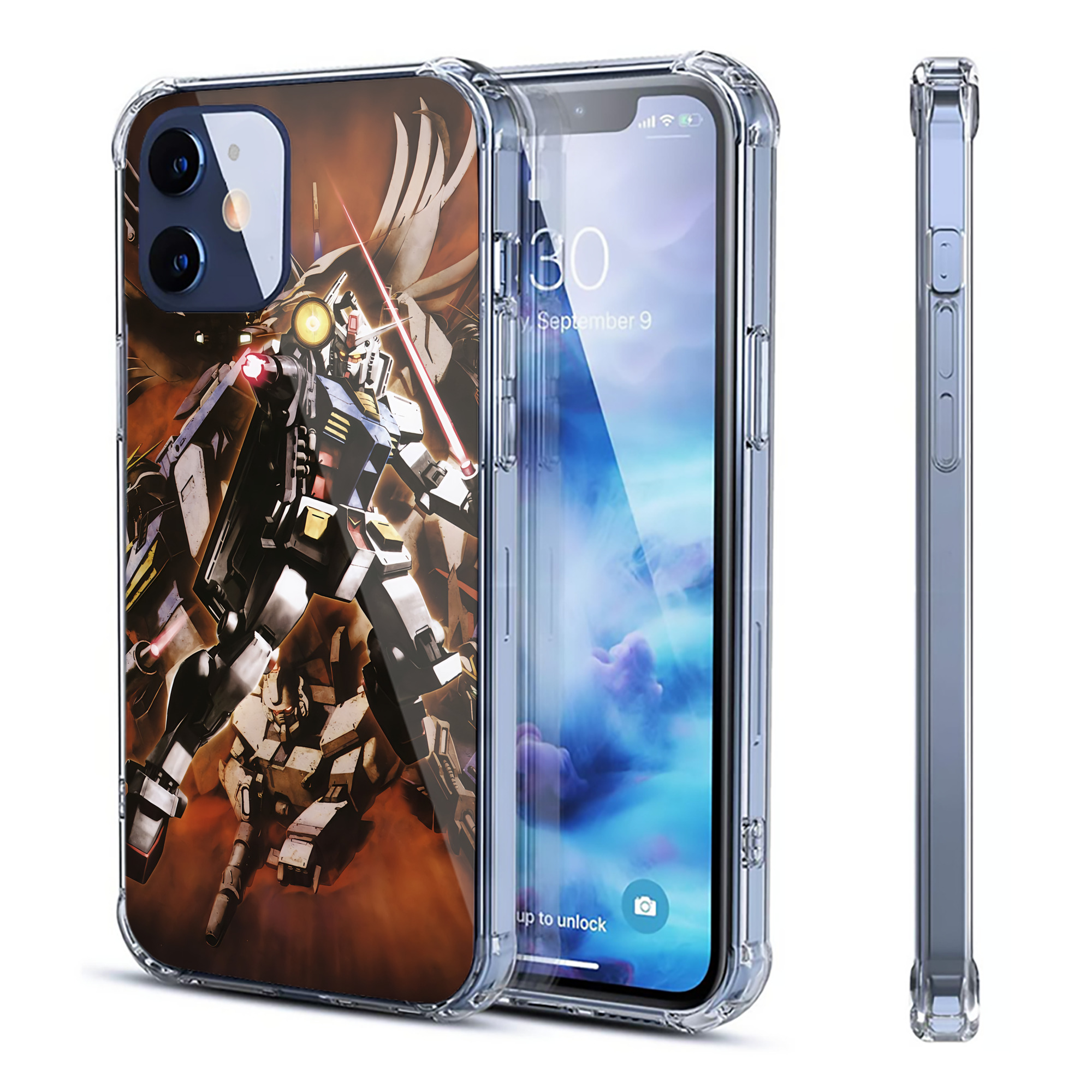 （画像用） 機動戦士ガンダム Mobile Suit Gundam 【iPhone 12シリーズ対応】透明スマホケース（クリアソフトケース）